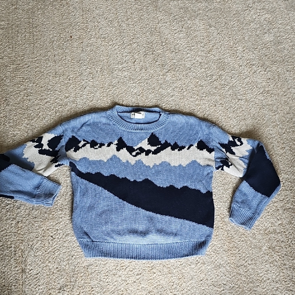 Miles The Label Blue Mountain Pattern Sweater, 3-4y